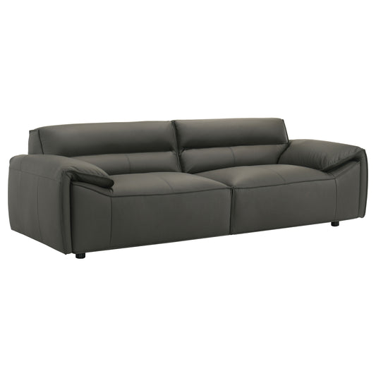 Buxton Top Grain Leather Upholstered Sofa Graphite