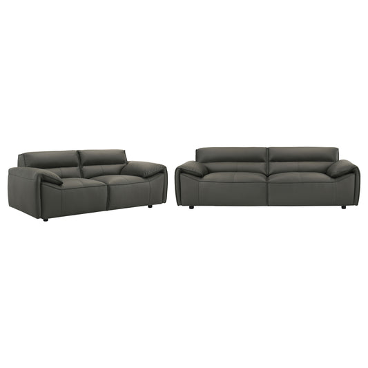 Buxton 2-piece Leather Upholstered Sofa Set Graphite
