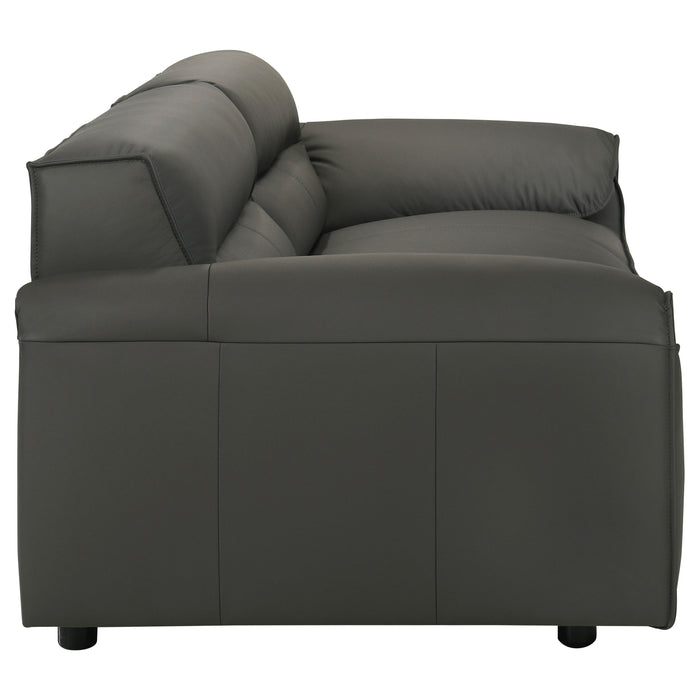 Buxton Top Grain Leather Upholstered Sofa Graphite