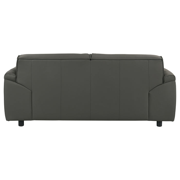 Buxton Top Grain Leather Upholstered Loveseat Graphite