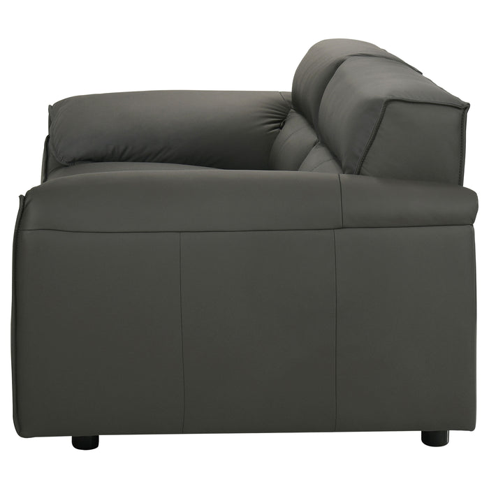 Buxton Top Grain Leather Upholstered Loveseat Graphite