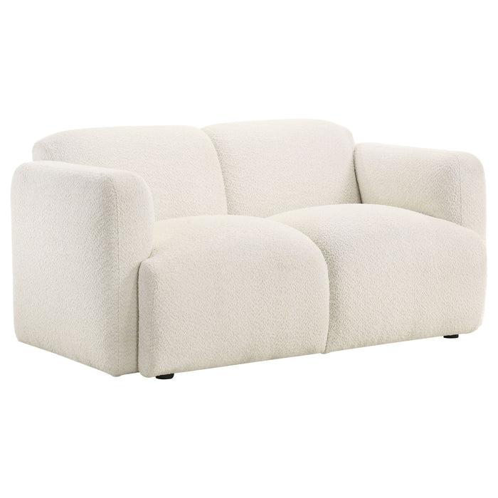 Dorset Fabric Upholstered Round Track Arm Loveseat White