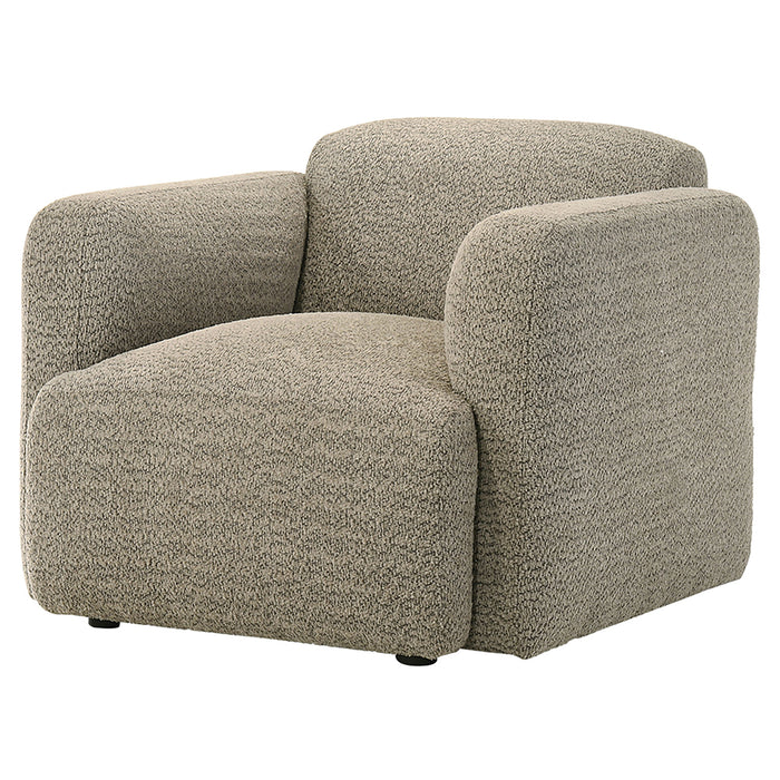 Dorset Fabric Upholstered Round Track Arm Accent Chair Brown