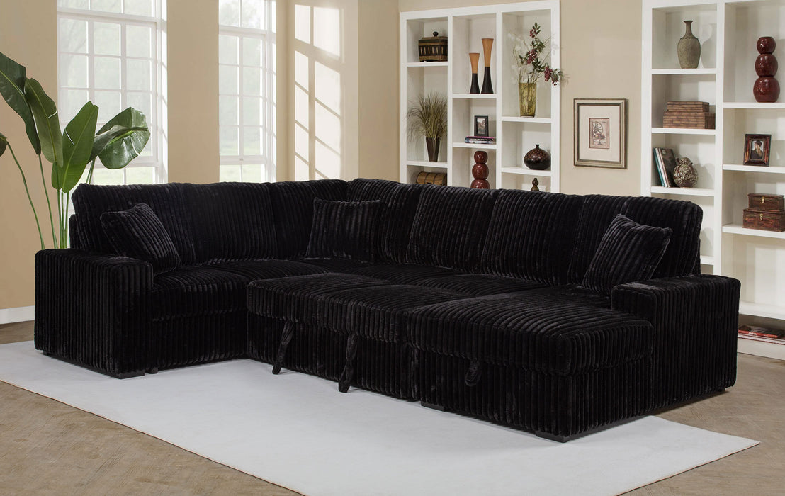 Devonshire Sleeper Sectional Sofa Storage Chaise Black