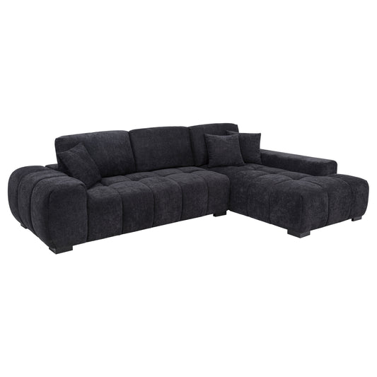 Octavia Tufted 2-Piece Sectional Chaise Sofa Black