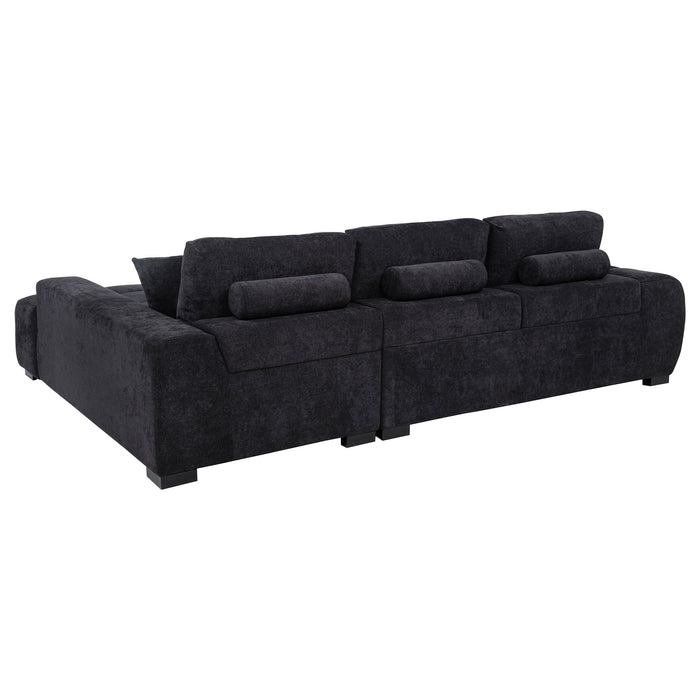 Octavia Tufted 2-Piece Sectional Chaise Sofa Black