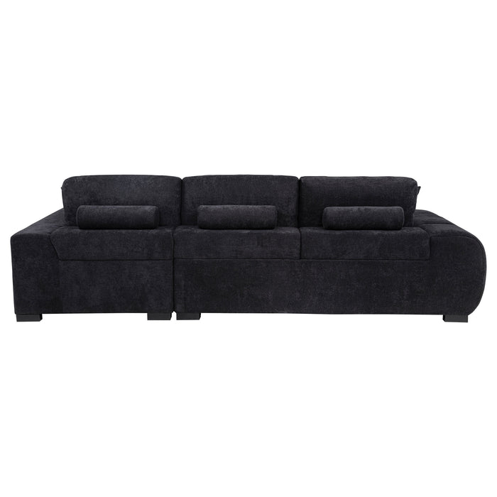 Octavia Tufted 2-Piece Sectional Chaise Sofa Black