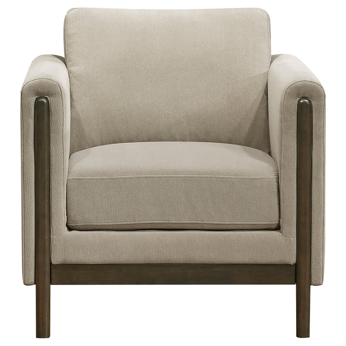 Islington Fabric Upholstered Panel Arm Accent Chair Taupe