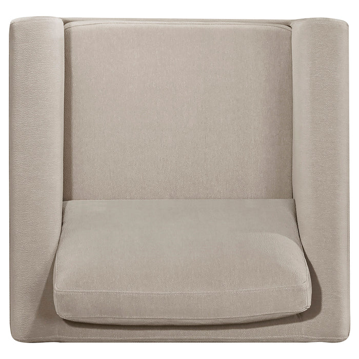 Islington Fabric Upholstered Panel Arm Accent Chair Taupe