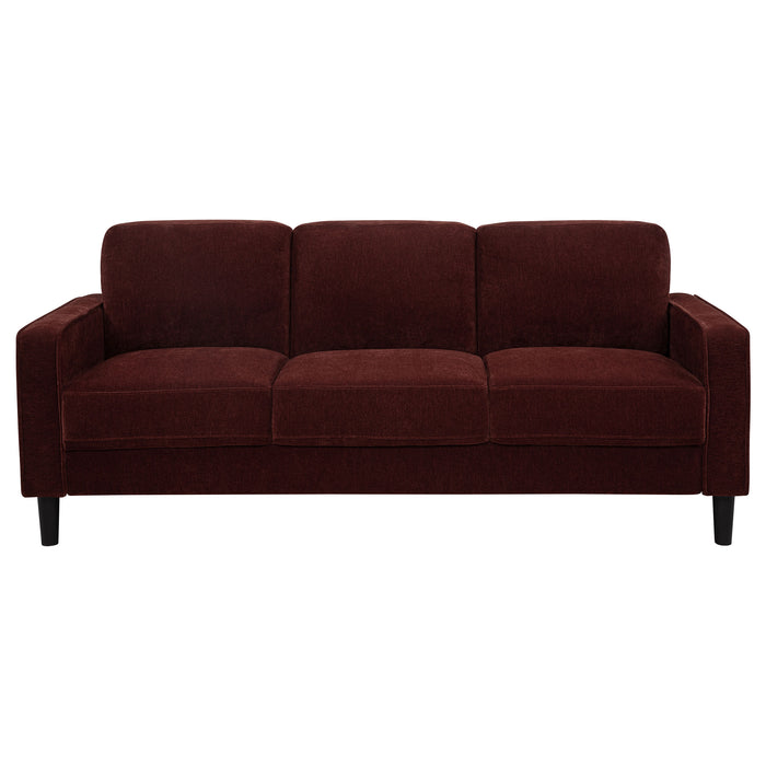 Ruth 77-inch Fabric Upholstered Track Arm Sofa Rust Red