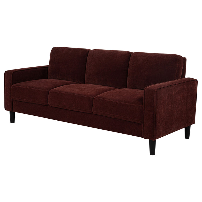 Ruth 77-inch Fabric Upholstered Track Arm Sofa Rust Red