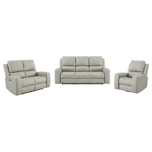 Brickston 3-piece Triple Power Reclining Sofa Set Grey