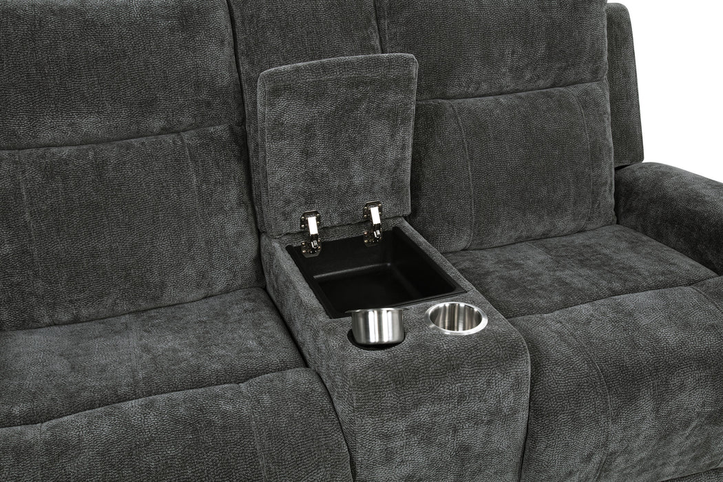Kennett 2-piece Chenille Power Reclining Sofa Set Dark Grey