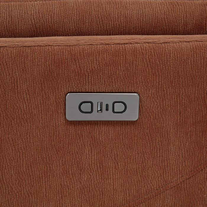 Adler Upholstered Power Swivel Glider Recliner Rust