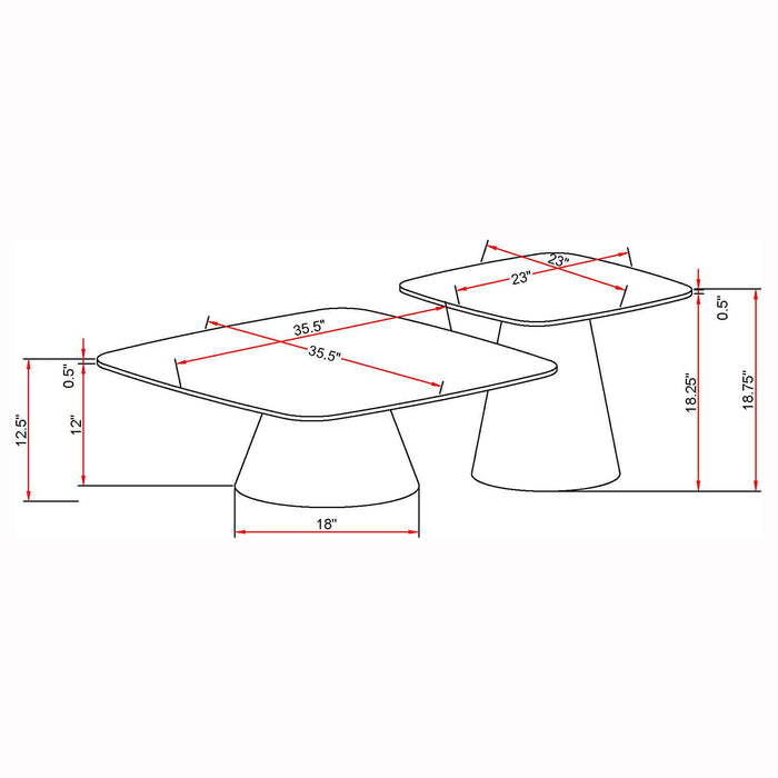 Eason 2-piece Cocktail Coffee Table Set Concrete and Black