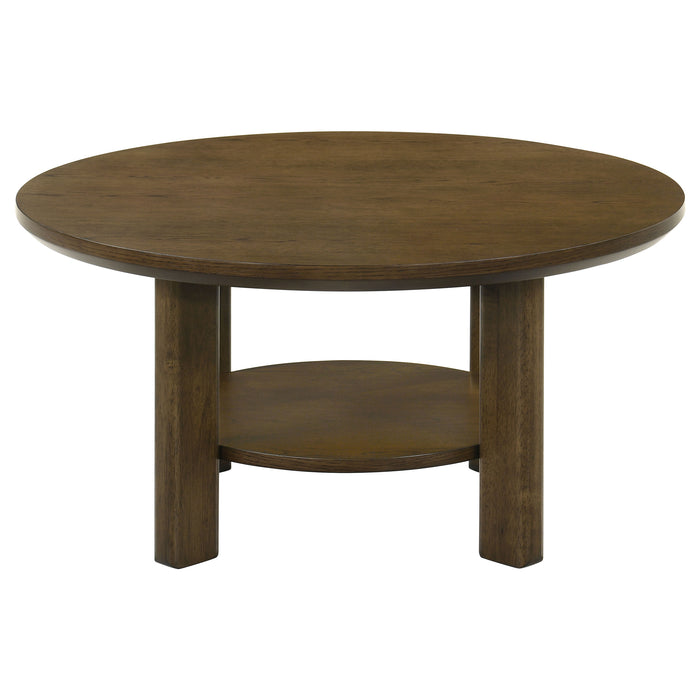 Ottowa 2-piece Round Wood Coffee Table Set Brown