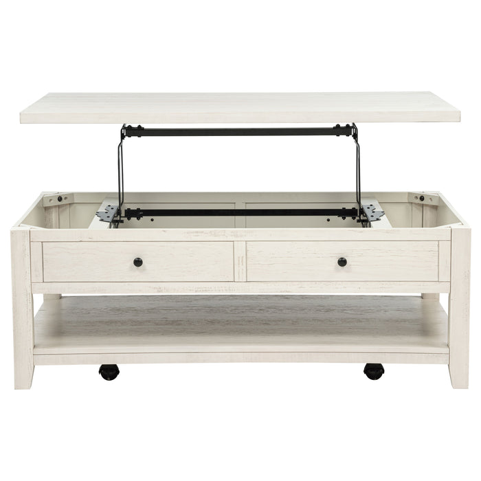 Payne 48-inch Mobile Lift Top Coffee Table Distressed White
