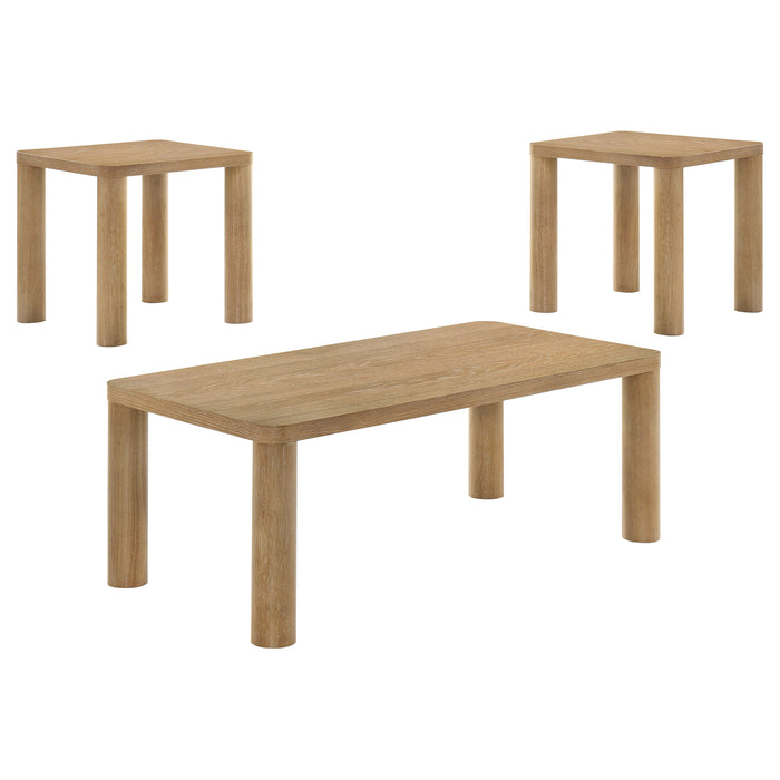 Castlewood 3-piece Cocktail Coffee Table Set Light Oak