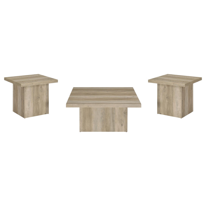Devar 3-piece Square Coffee End Table Set Distressed Pine