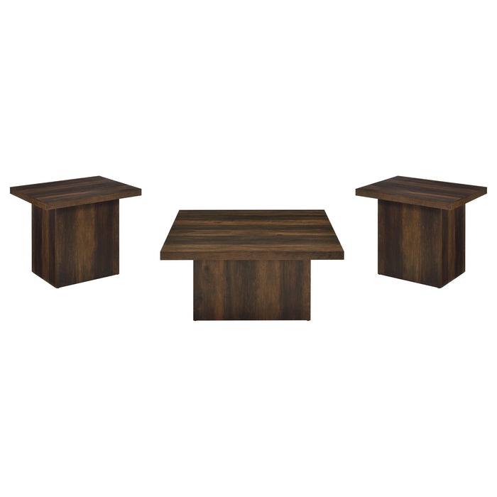Devar 3-piece Square Coffee and End Table Set Dark Pine