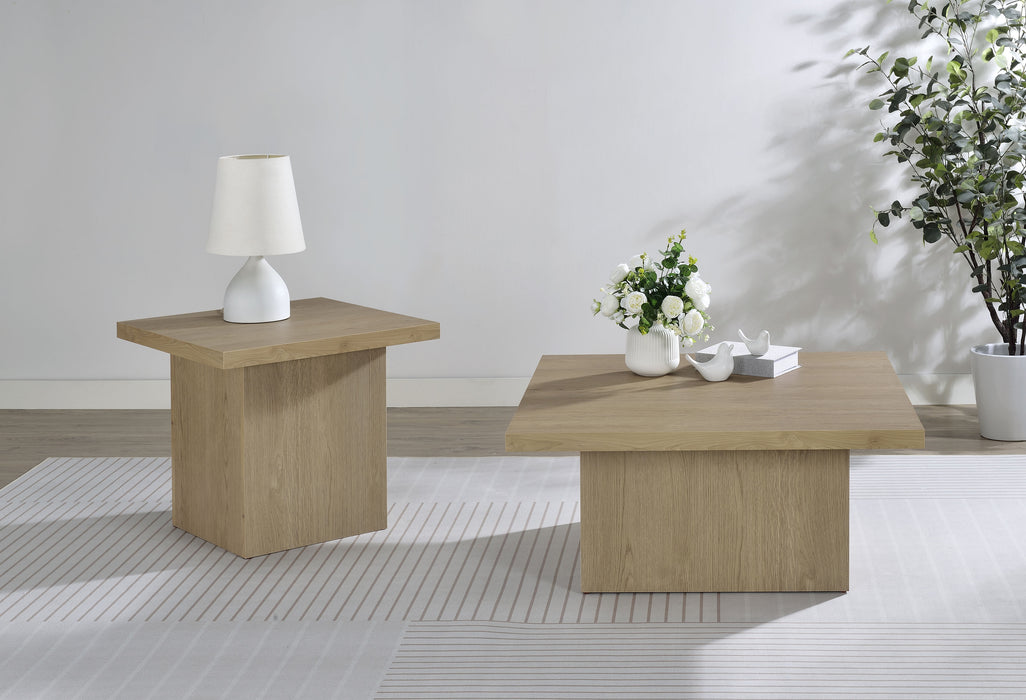 Devar 2-piece Square Cocktail Coffee End Table Set Latte