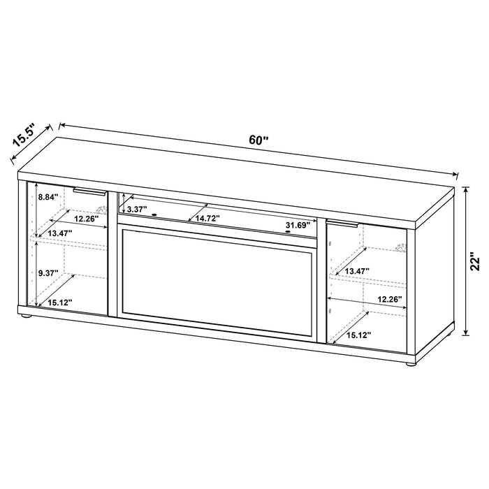 Fuller 60-inch 2-door TV Stand Fireplace Media Console Mango