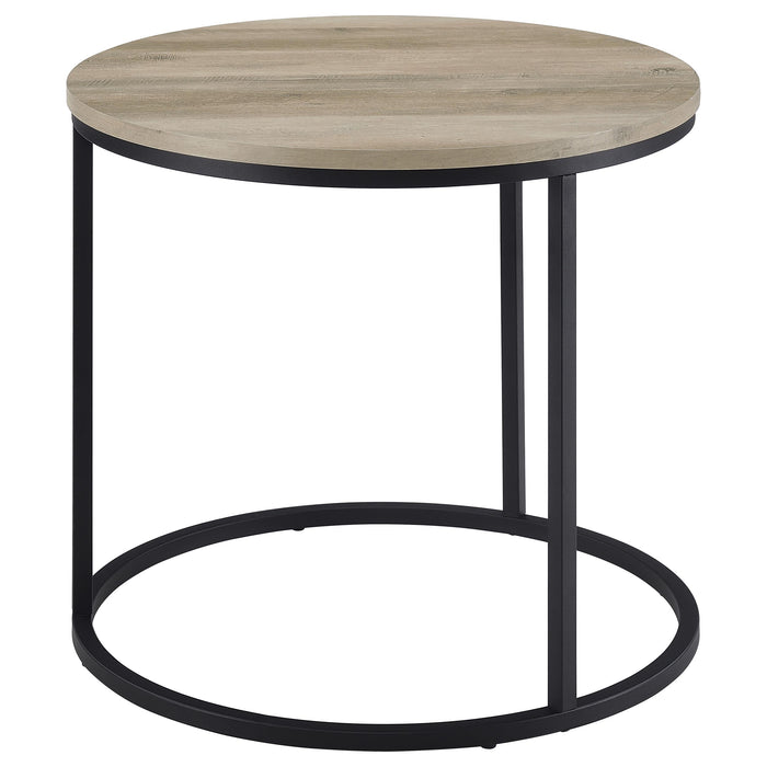 Lainey Round Occasional Side End Table Distressed Pine