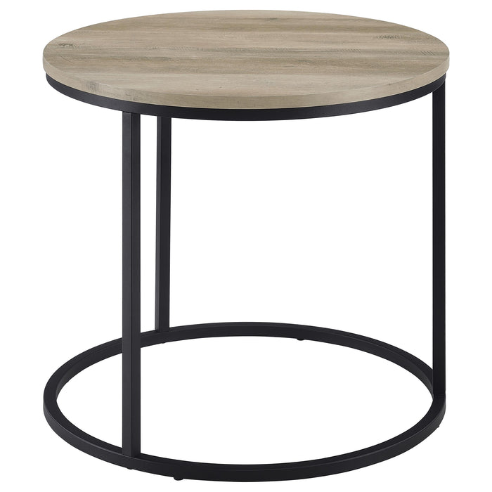 Lainey Round Occasional Side End Table Distressed Pine