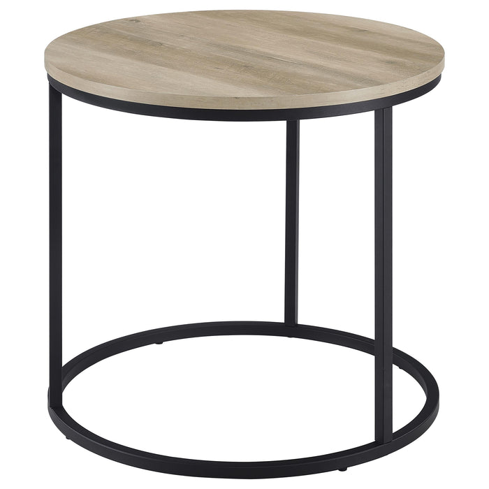 Lainey Round Occasional Side End Table Distressed Pine