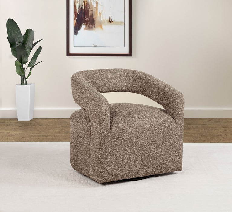 Westhill Boucle Upholstered Swivel Accent Chair Rocky Road