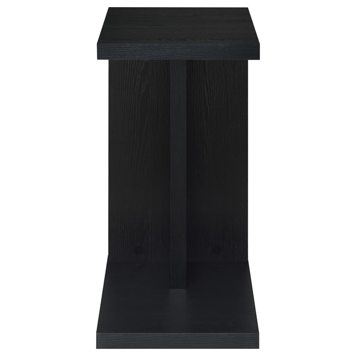 Clower Engineered Wood C-Shaped Sofa Side Table Black