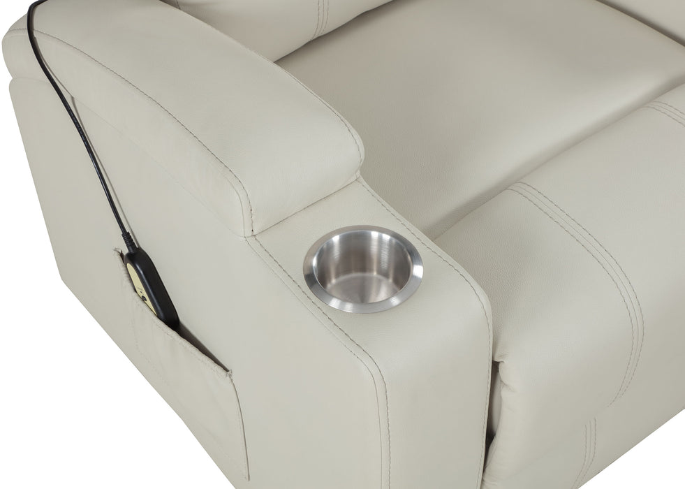 Armstrong Tufted Faux Leather Power Lift Massage Recliner Ivory