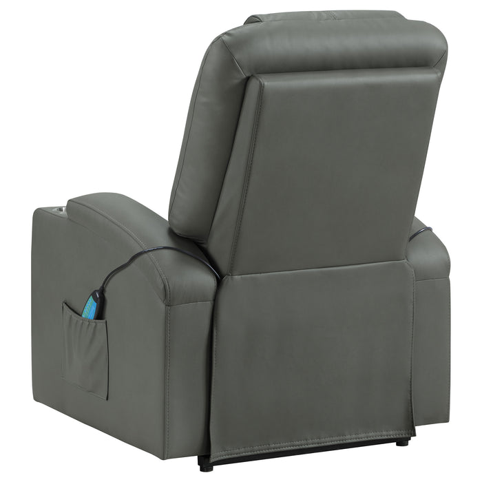 Armstrong Tufted Faux Leather Power Lift Massage Recliner Grey