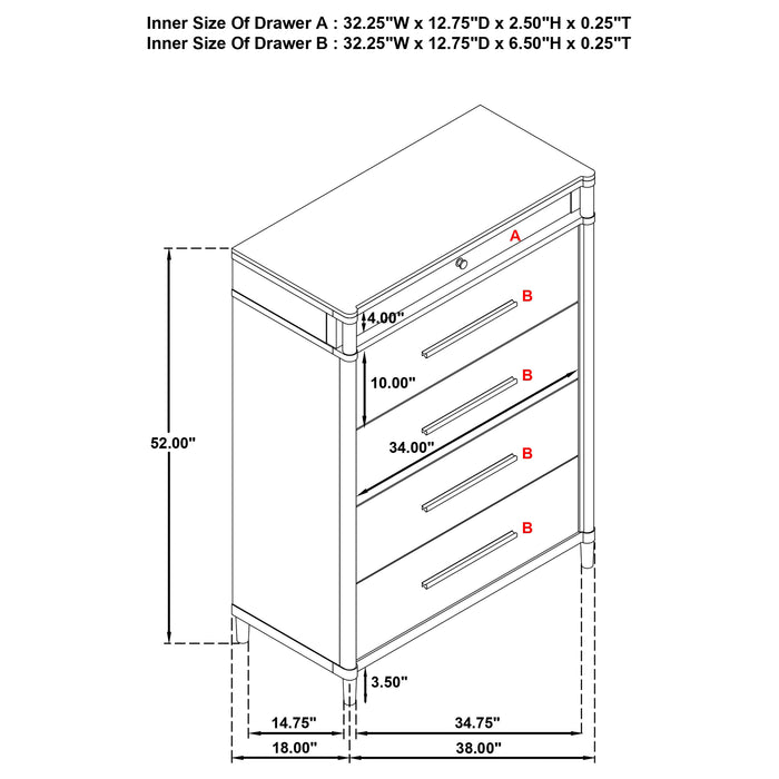 Gracemont 5-drawer Bedroom Chest of Drawers White