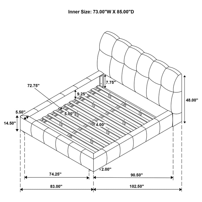 Nollet 48-inch Upholstered California King Platform Bed Cream
