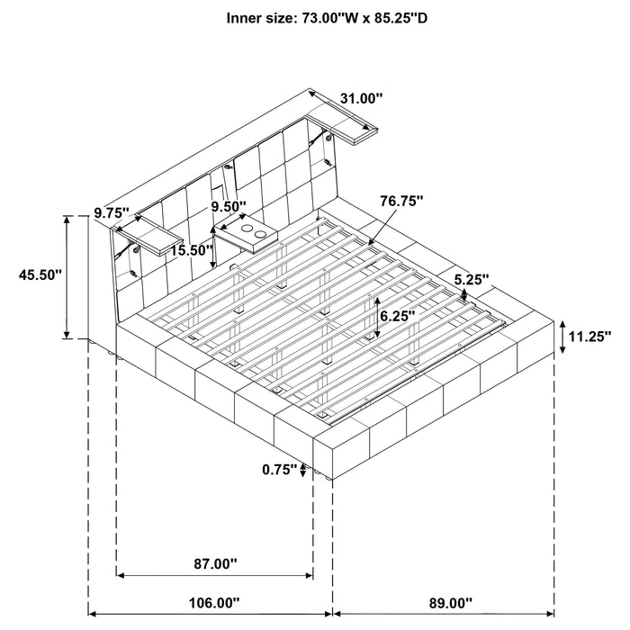 Dreux Upholstered California King Panel Platform Bed Grey
