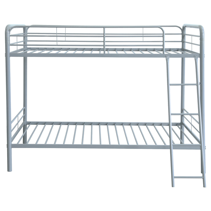 Carson Metal Twin Over Twin Bunk Bed Glossy Silver