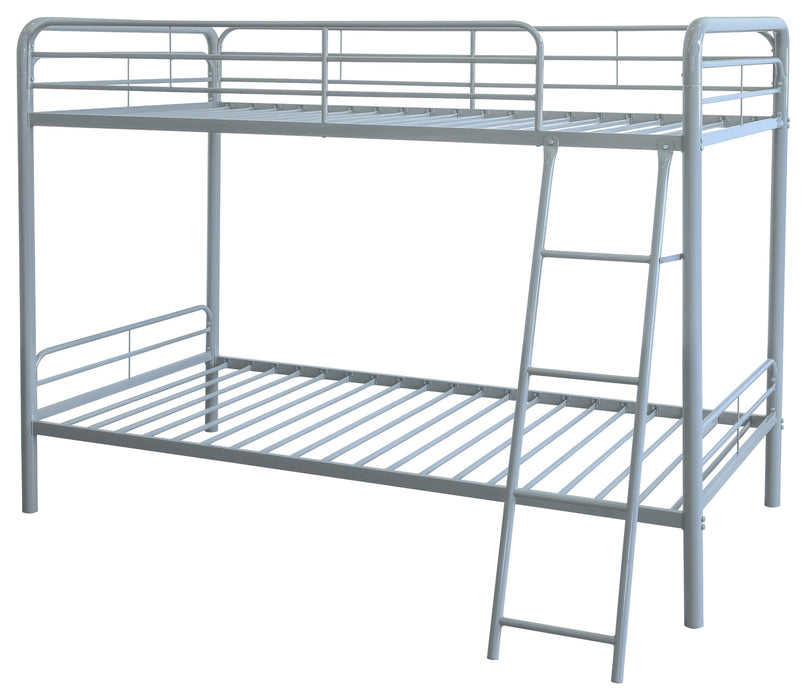Carson Metal Twin Over Twin Bunk Bed Glossy Silver