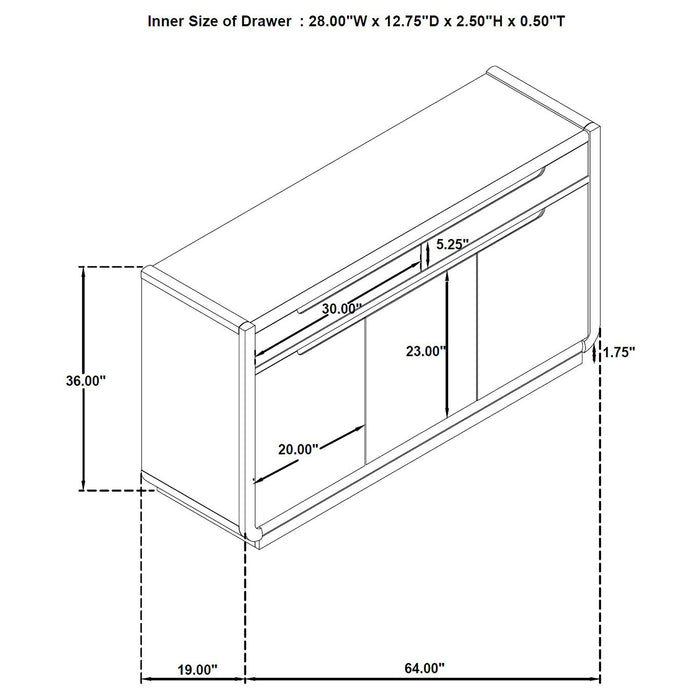 Leandro 2-drawer Dining Sideboard Server Burnished Black