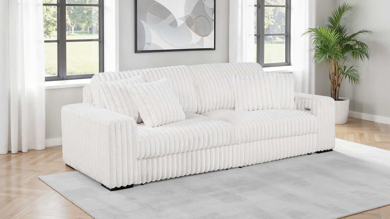 Jacana Corduroy Upholstered Dual Power Chaise Sofa Ivory