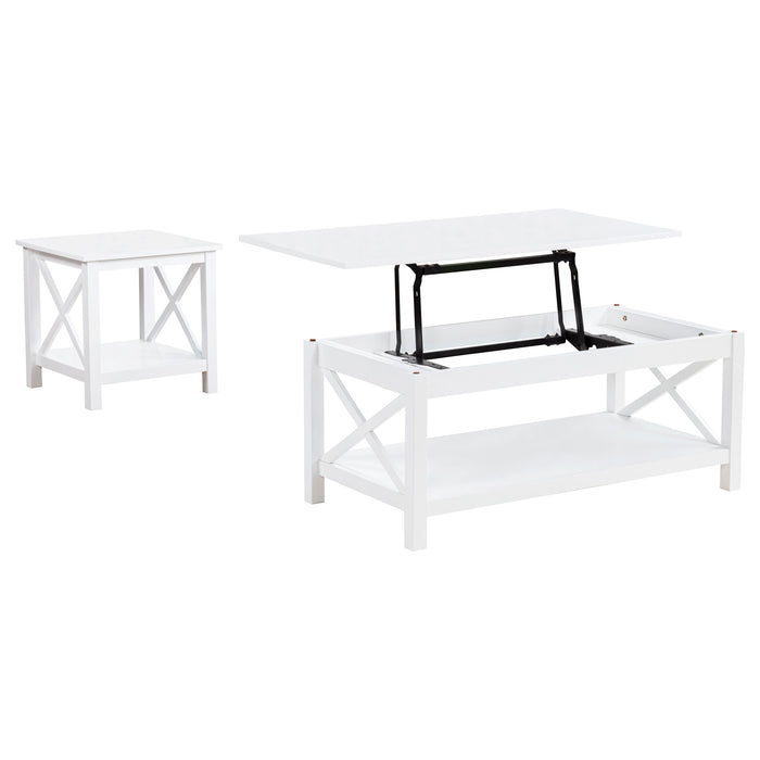 Skyview 2-piece Rectangular Lift Top Coffee Table Set White