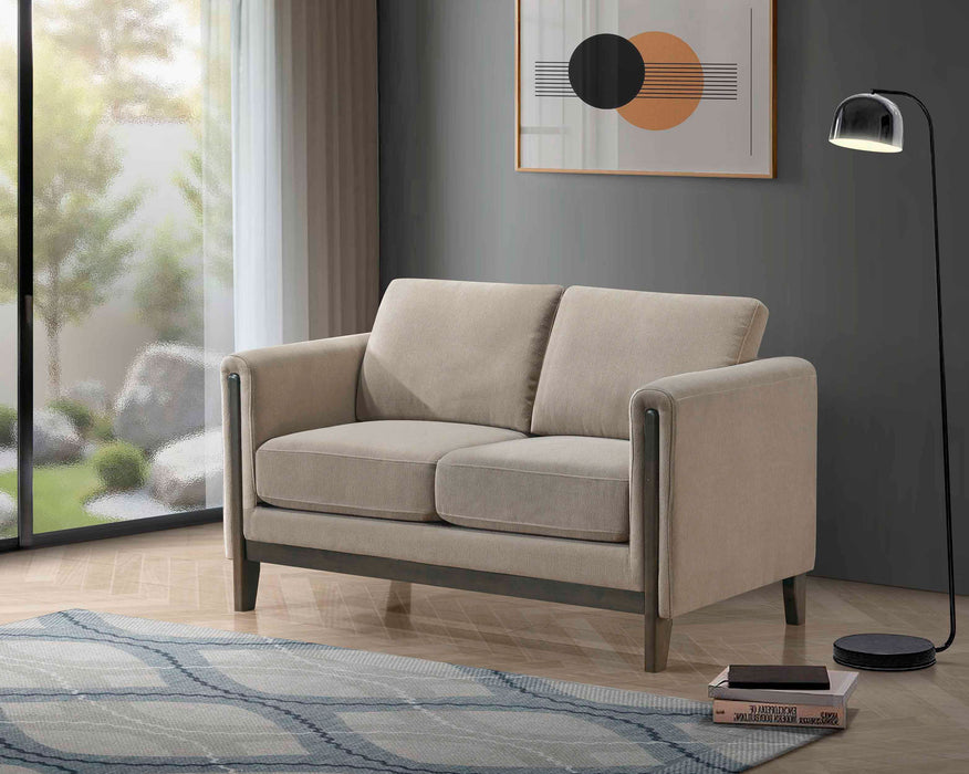 Islington Fabric Upholstered Panel Arm Loveseat Taupe