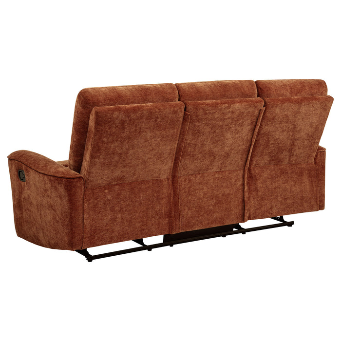 Navarro Chenille Upholstered Reclining Sofa Burnt Orange