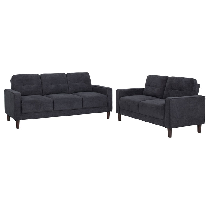 Bowen II 2-piece Upholstered Track Arm Sofa Set Steel Grey
