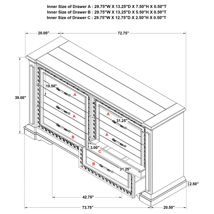 McKinney 6-drawer Bedroom Dresser Cabinet Vintage White