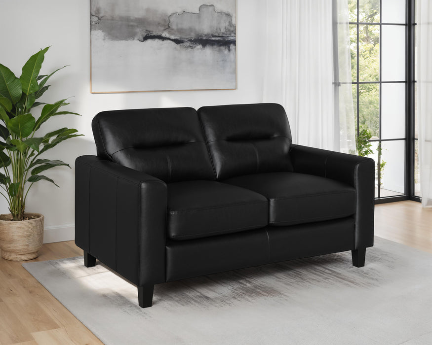Scotland Faux Leather Upholstered Track Arm Loveseat Black