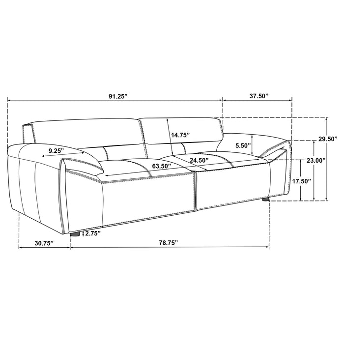 Buxton 2-piece Leather Upholstered Sofa Set Graphite