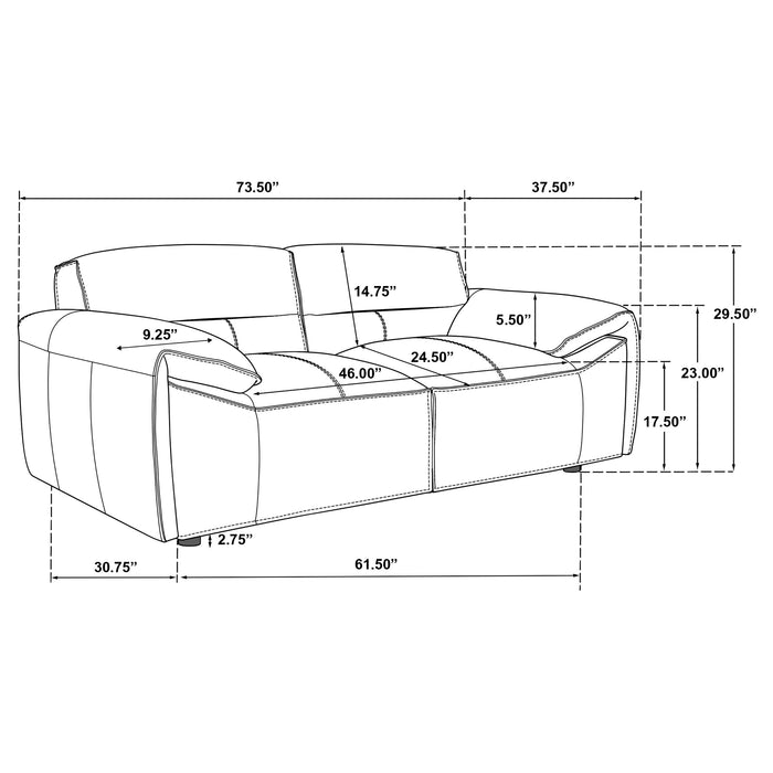 Buxton 2-piece Leather Upholstered Sofa Set Graphite