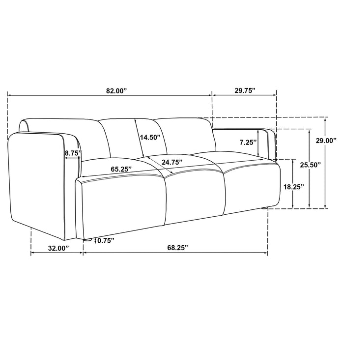 Dorset 2-piece Upholstered Round Track Arm Sofa Set White