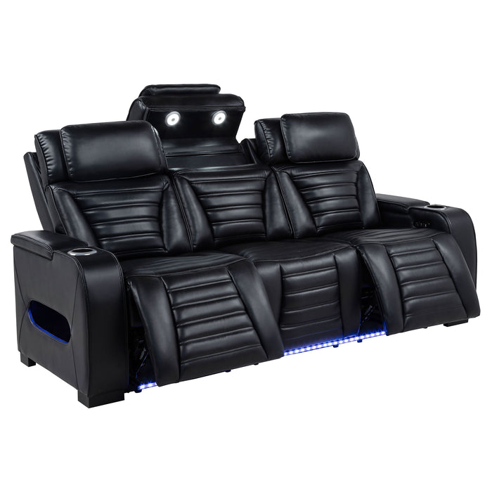 Zuma 3-Piece Dual Power Reclining Sofa Set with Bluetooth Black